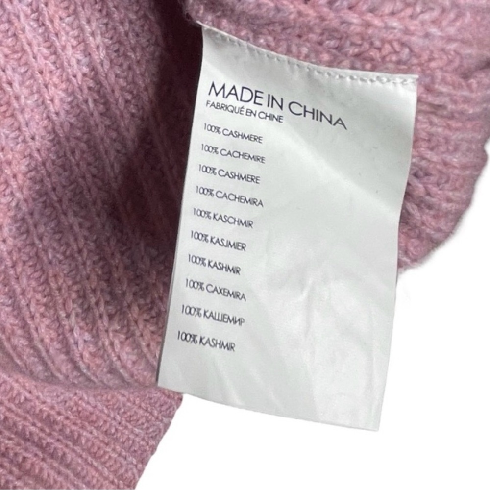 Club Monaco Cerena Cashmere Sweater Mock Neck Varsity Pink Burgundy White XS - Picture 4 of 5